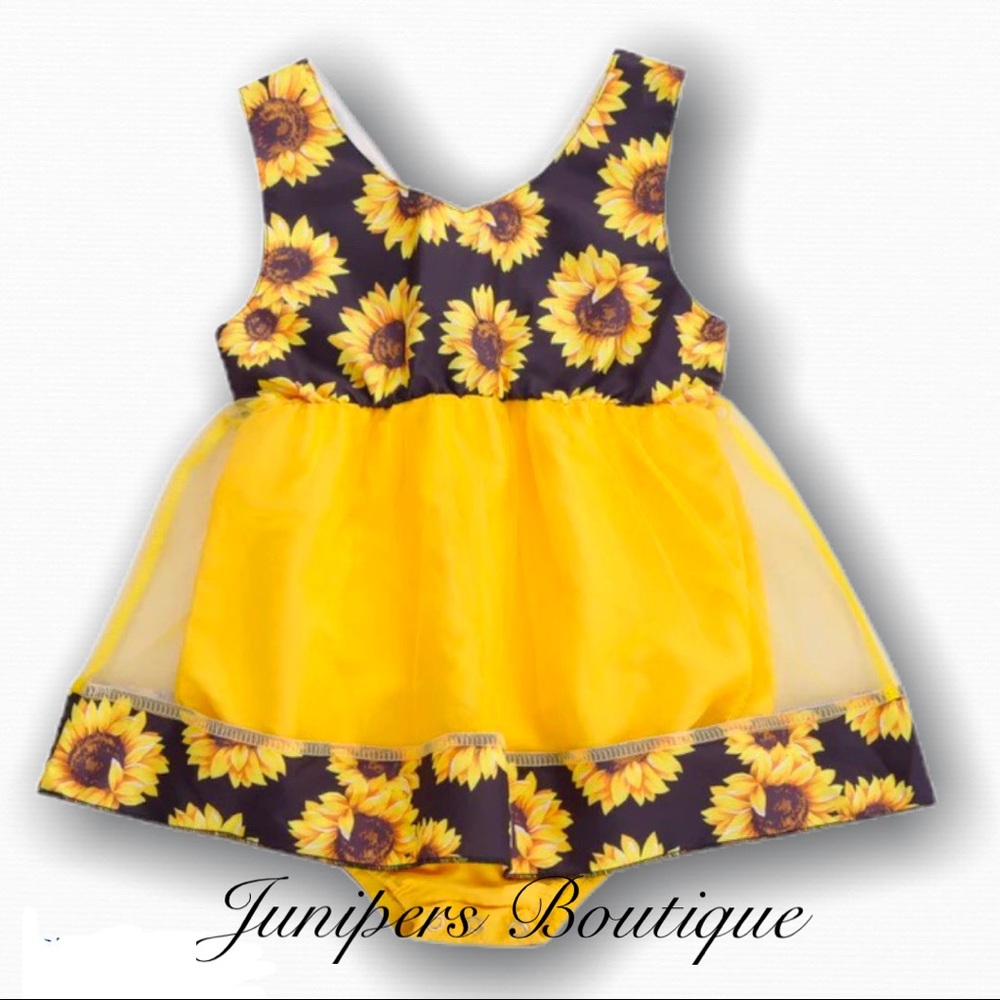 Baby Girls Sunflower Skirted Romper
